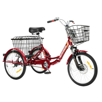 Трехколесный велосипед для взрослых РВЗ Чемпион 20" 1 скорость (складной) красный